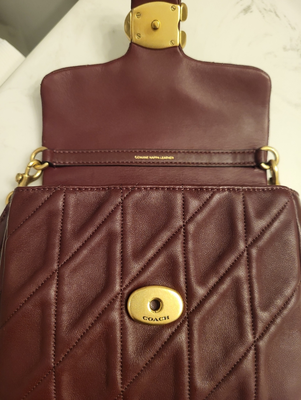 Coach Times Square Tabby 17 Quilted Shoulder Bag in Burgundy with Gold Hardware - Picture 9 of 13